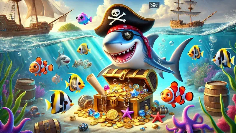 Meriam dan sasaran ikan pada layar arcade bawah laut