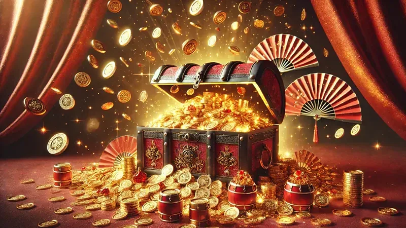 Reel slot digital dengan simbol permainan dan panel putaran
