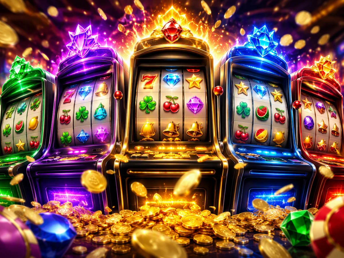Tampilan visual permainan slot 3446 dengan reel dan simbol berwarna